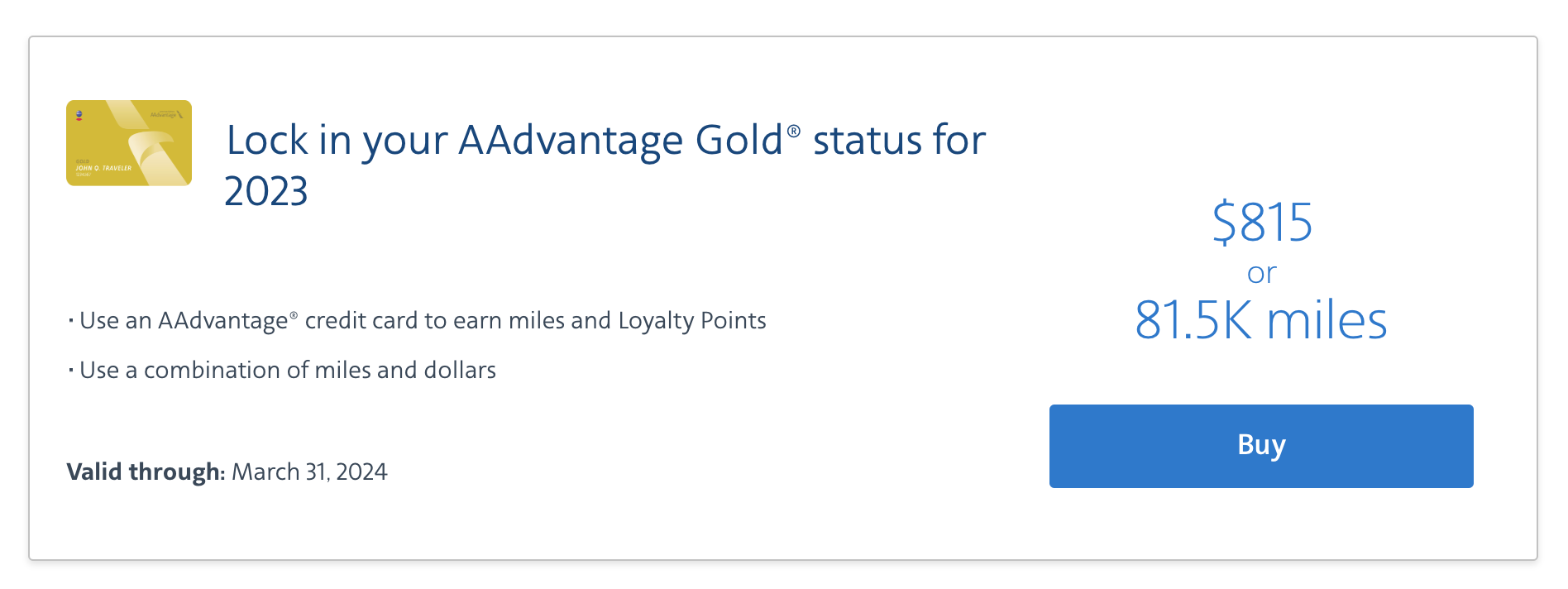 You are currently viewing Targeted AAdvantage members can now buy American status — at a hefty price