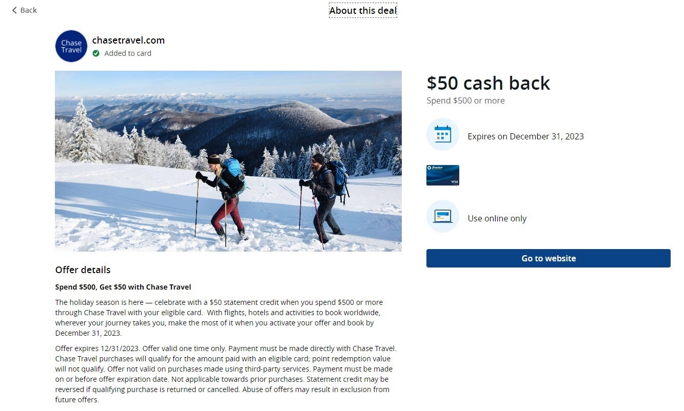 You are currently viewing New offer: Earn $50 cash back after spending $500 on Chase Travel