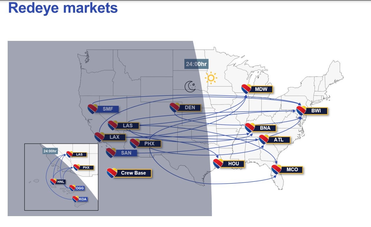 You are currently viewing Here are the 20 Southwest Airlines routes that will get red-eye flights