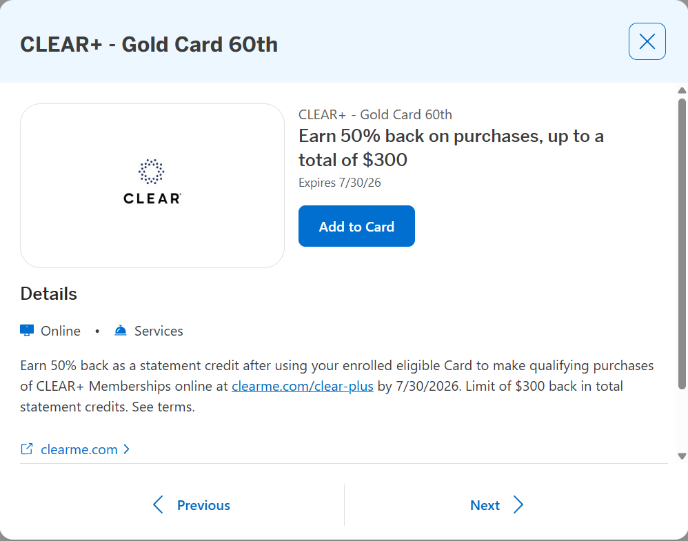 You are currently viewing You could save hundreds with these 60th anniversary Amex Gold offers — including complimentary Clear Concierge